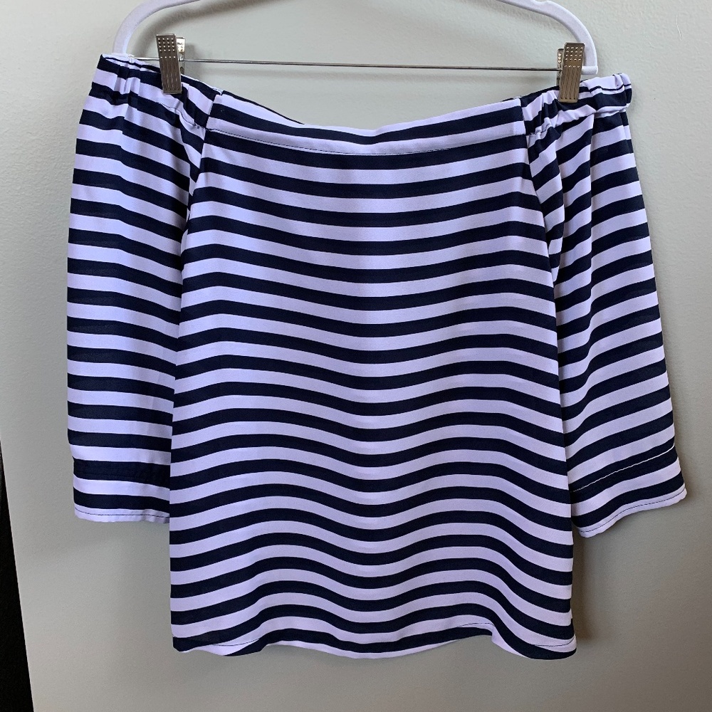 Banana Republic Off-the-Shoulder Striped Blouse